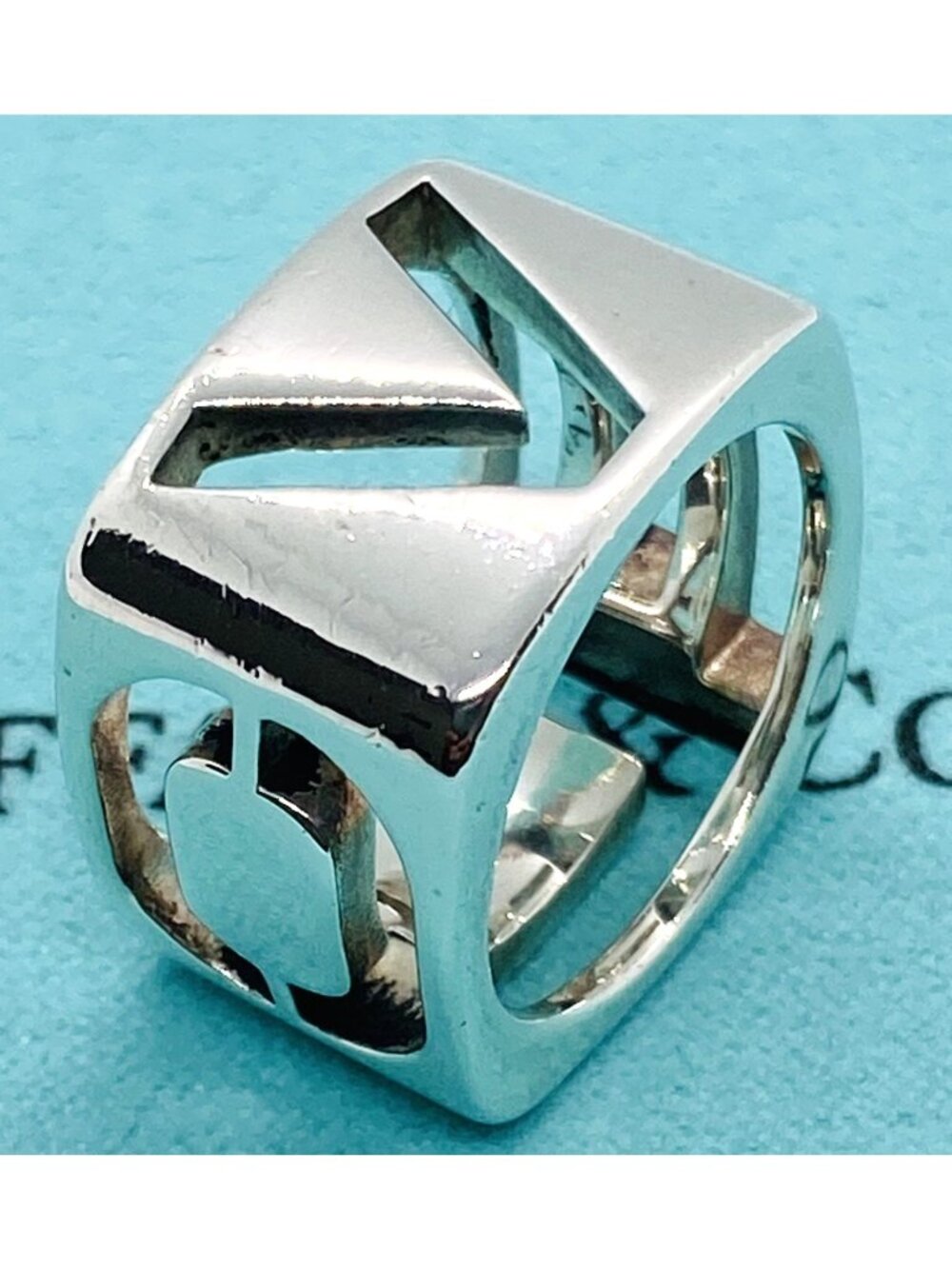 Tiffany & Co Sterling Silver 925 Donald Claflin Era Stencil Love Ring 925 Size 7
